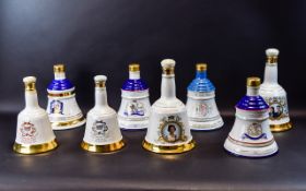 Wade Porcelain Commemorative Bells Scotch Whisky Decanters ( 8 ) Decanters In Total.