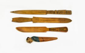 Folk Art 19th Century Carved Olive Wood Page Turners / Letters Openers ( 3 ) - Please See Photo. 9.