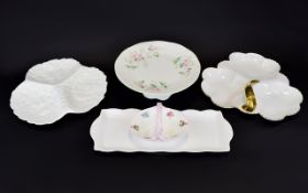 Collection Of Ceramic Items Five in total to include Coalport foliate shaped three compartment dish,
