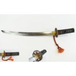 Japanese Wakizashi Samurai Companion Short Sword with Cloth and Shagreen Wrapped Handle,