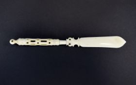 Victorian Period Well Carved Ivory Stanhope and Letter Opener, In Overall Good Condition. C.