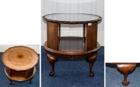 Antique Period Nice Quality Walnut Revolving Book Table, with Scalloped Edge Border,