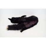 Vintage Black Fox Stole Full pelt with head and legs, possibly pieced with racoon,