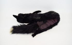 Vintage Black Fox Stole Full pelt with head and legs, possibly pieced with racoon,