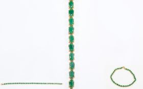 Emerald Tennis Bracelet, 7.5cts of oval cut Brazilian emeralds, set in a classic tennis bracelet