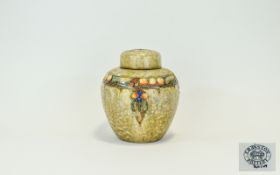 Cranston Pottery Ginger Jar and Cover with tubelined decoration on a mottled buff/grey ground;