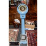 Floor Standing Coin Operated Avery Weighing Scales, Powder Blue Enamelled Cast Iron Frame,