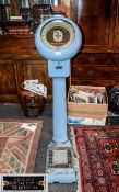 Floor Standing Coin Operated Avery Weighing Scales, Powder Blue Enamelled Cast Iron Frame,