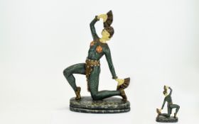 Art Deco Style Reproduction Resin Figure Stylised dancing female figure in the style of Romanian