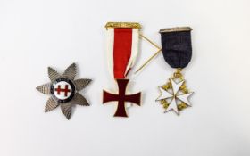 Collection Of Medals and Brooch Three in total to include silver star shaped brooch with enamel