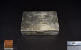 Silver Box Small rectangular silver box with two internal compartments.