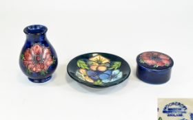 Moorcroft Small Modern Tube lined Items ( 2 ) 1/ M.C.C. Pin Dish, Date 2005, 4.