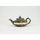 A Victorian Stoneware Tortoiseshell Finish Aladins Lamp Shaped Teapot. c.1860's. 3.