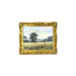 Allan Morgan Oil On Canvas, Landscape, Horses Grazing. 16 x 20 Inches, Gilt Swept Frame.