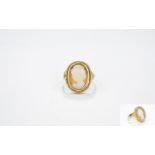 18ct Gold Set Cameo Ring, The Cameo with Image of a Young Woman Within an Oval Mount.