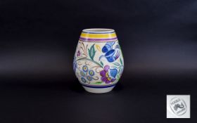 Poole - Studio Art Ovoid Shaped Vase, Designed by Trudi Carter, Stylish Floral Design,