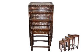 A SET OF CHINESE MOTHER-OF-PEARL INLAID HONGMU QUARTETTO TABLES LATE 19TH / EARLY 20TH CENTURY Each