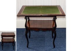 Edwardian Nice Quality and Shaped Walnut Swivel / Folding Topped Tea or Card Table with Compartment