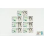 A Collection of United Kingdom Queen Elizabeth II Five Pound Bank Notes.