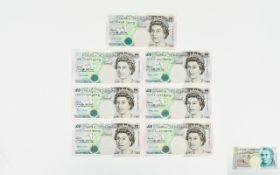 A Collection of United Kingdom Queen Elizabeth II Five Pound Bank Notes.