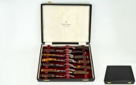 Harrison Bro & Houson Silversmith - Boxed Set of Quality Steak Knifes and Forks ( 12 ) Pieces.