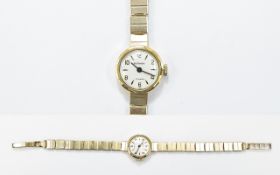 Sekonda Ladies 9ct Gold Cased Mechanical Wrist Watch with Integral Bracelet. Working Order.
