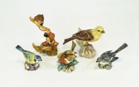 A Collection Of Ceramic Bird Figures 4 plus one other. The first a Beswick Grey Wagtail 1041.