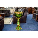 Early 20th Century Nice Quality Majolica Style Jardiniere - Please See Photo. Stands 34.