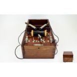 Victorian Electro-Therapy machine Marked 'Cohen's Patent' Housed In A Mahogany case With Hinged Lid