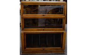 Globe Wernicke in the style of Three Tier Solicitors oak Case Bookcase with glass sliding panels ,