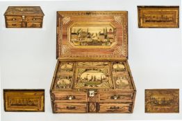Napoleonic - Impressive Handmade Prisoner of War - Period Straw Marquerty Lidded Box.