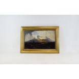 Charles Pettitt Oil On Canvas Study Of Snowdonia Small gilt framed oil on canvas field study by