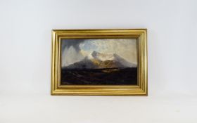 Charles Pettitt Oil On Canvas Study Of Snowdonia Small gilt framed oil on canvas field study by