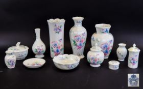 Collection of Aynsley Little Sweetheart Ceramics, Including Pin Dish, Vases, Trinket Pots,