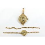 1920's 9ct Gold Cased Ladies Wrist Watch with Attached 9ct Gold Expanding Bracelet, Clasp - Missing,