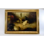 Edward Armfield 1817 - 1896 Title ' Up to Mischief ' Oil on Canvas. Signed. Painting Size 19.5 x