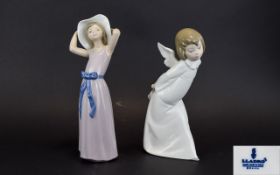 Lladro Figures ( 2 ) 1/ ' Coy ' Model No 5011. Issued 1978 - 1998. Height 10.25 Inches.