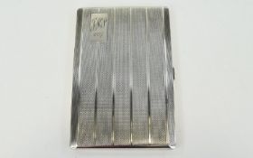 George V Engine Turned - Gents Silver Cigarette Case. Hallmark Birmingham 1934. 5 x 3.5 Inches.