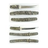 Chinese - Vintage and Impressive Pair of Ornate Decorated Daggers ( 2 ) The Handles and Sheaf's In