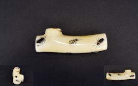 Japanese - 19th Century Stunning - Signed Ivory Shibayama Insect Handle For a Walking Stick. c.1890.