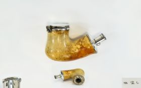 19th Century - Large and Impressive Meerschaum Pipe Bowl with Silver Lid / Cover and Mounts.