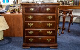 Chest Of Drawers Dark wood rectangular chest of drawers with six drawers (two small drawers to top)