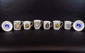 Aynsley Pair of The Queen Mother Commemorative Mugs depicting her 80th and 90th Birthdays,