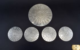 Christofle - France Set of Silver Plated Coasters ( 5 ) In Total. c.1950's - 1960's.