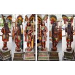 Pair Of Large Painted Fibreglass Figures Native American cigar vendors,