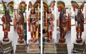 Pair Of Large Painted Fibreglass Figures Native American cigar vendors,