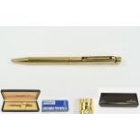 Sheaffer - USA Gold Plated Ball Point Pen, with Box of Platignum Cartridge Pen Refills.