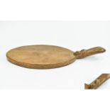 Mouseman Hand Carved Oak Cheeseboard Of oval form with raised handle.