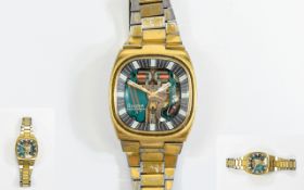 Bulova Accutron 214 Triple Cushion Space View - Gold Plated 100 th Anniversary Mens Watch,