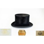 A Good Quality Silk Top Hat Made by Henry Heath - London Comes with Judges White Silk Wing Collar